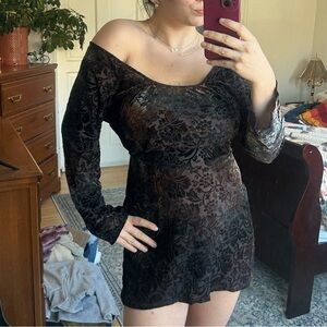 Elegant Black Floral Mini Dress